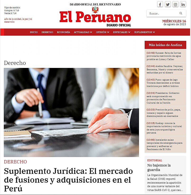 Suplemento Jurdica: El mercado de fusiones y adquisiciones en el Per